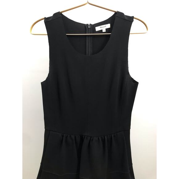 Madewell Black Stretch Knit Sleeveless Raw Edge A-Line Mini Dress Size S - Picture 4 of 10